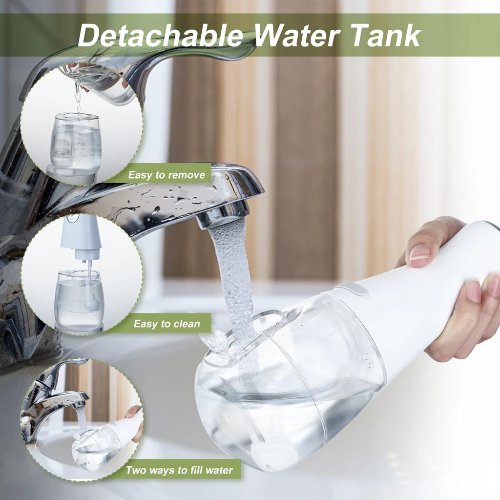 HydroPearl water flosser — detachable water tank, easy to fill and clean