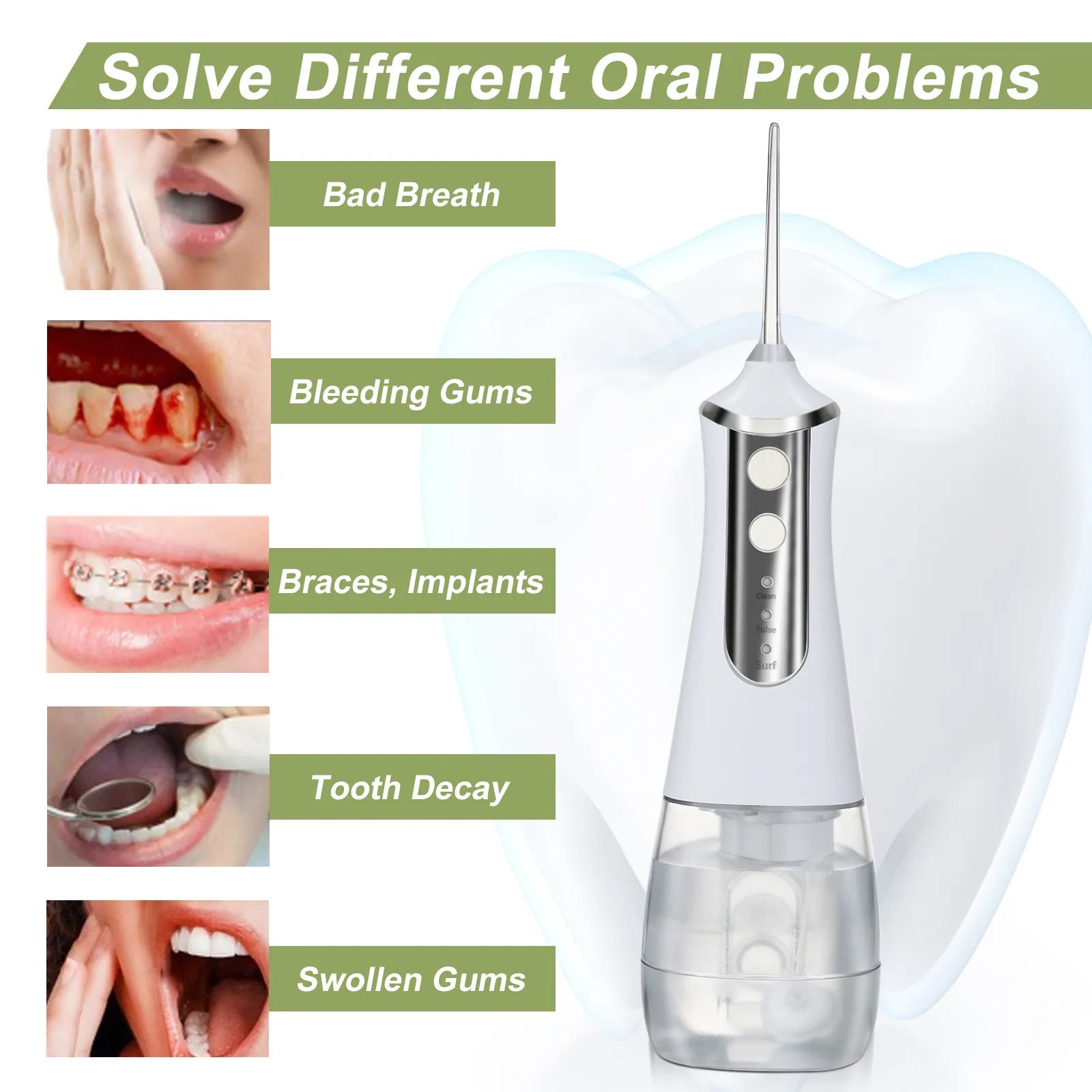 HydroPearl water flosser helps with bad breath, bleeding gums, braces, and swollen gums